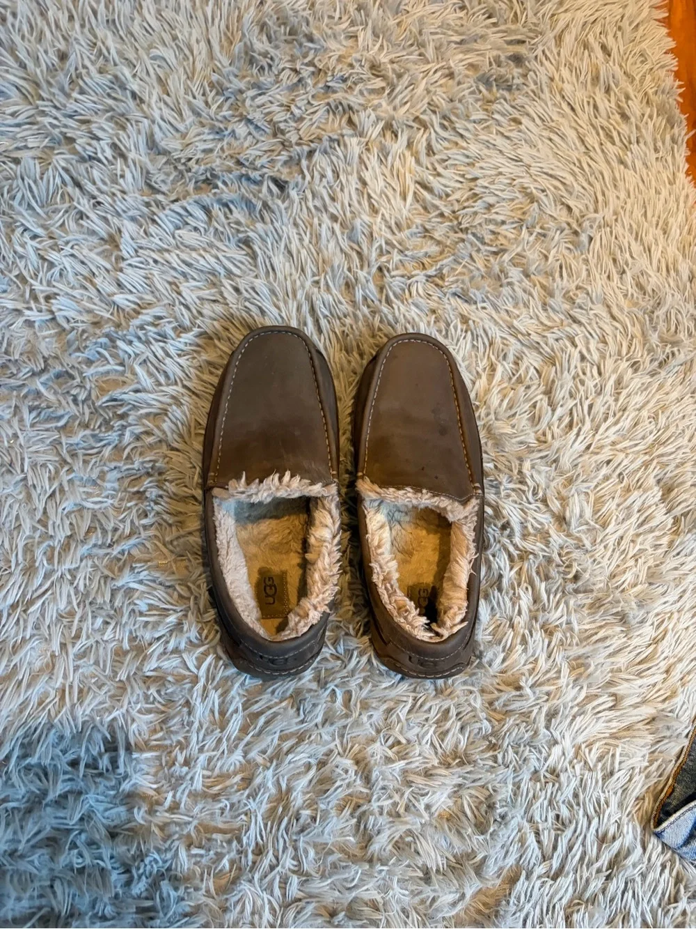 UGG Men's Gray Shearling-Lined Slip-On Loafers